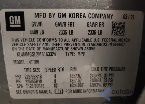 2021 Buick Encore Gx Awd Essence z USA, uszkodzony, nr VIN KL4MMGSL2MB163324